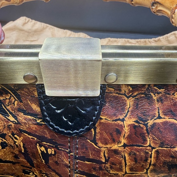 Patricia Nash Anastesie frame bamboo handle satchel bag - Picture 10 of 11